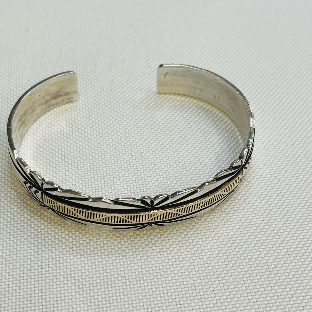 Vintage Harold  J. Silver 14k Two-Tone Cuff Bracelet